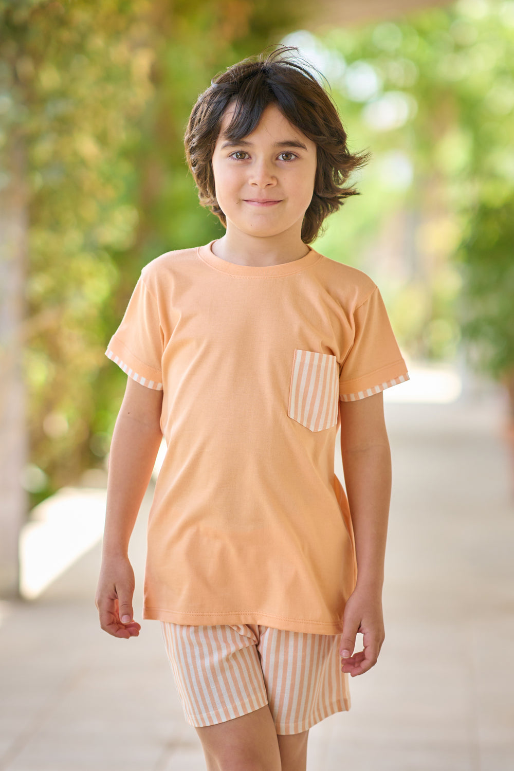 Rapife "Seth" Orange Stripe T-Shirt & Shorts | Millie and John