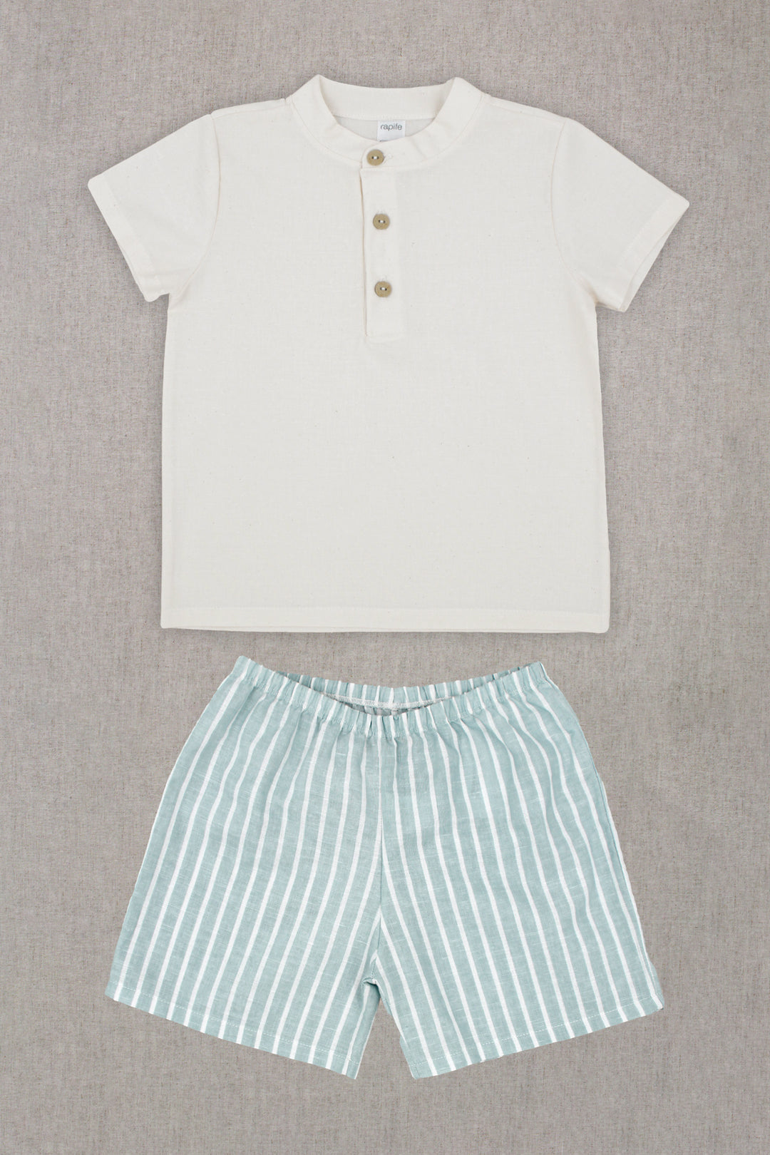 "Jasper" Light Teal Striped Shorts & Shirt