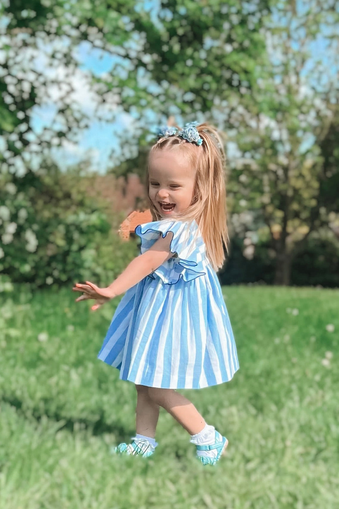 Baby blue cheap striped dress