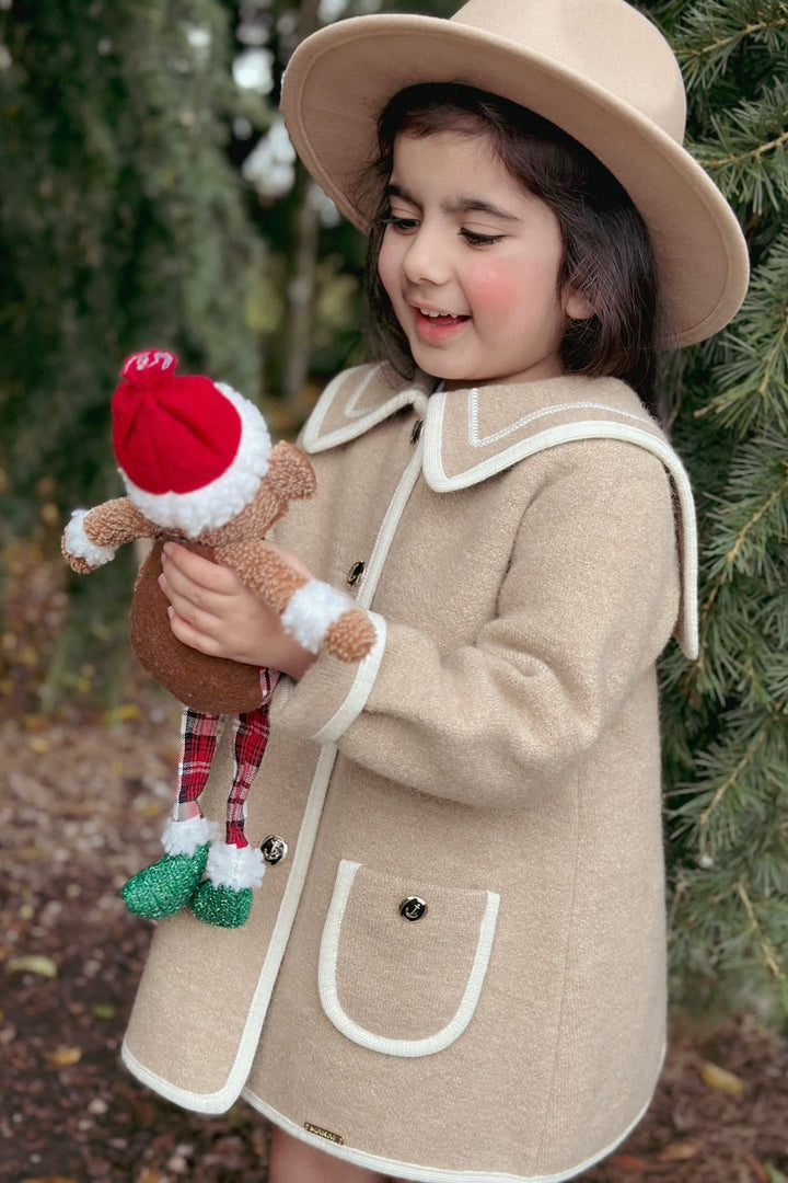 MARAE Kids "Artemis" Camel & Ivory Merino Wool Sailor Jacket | Millie and John
