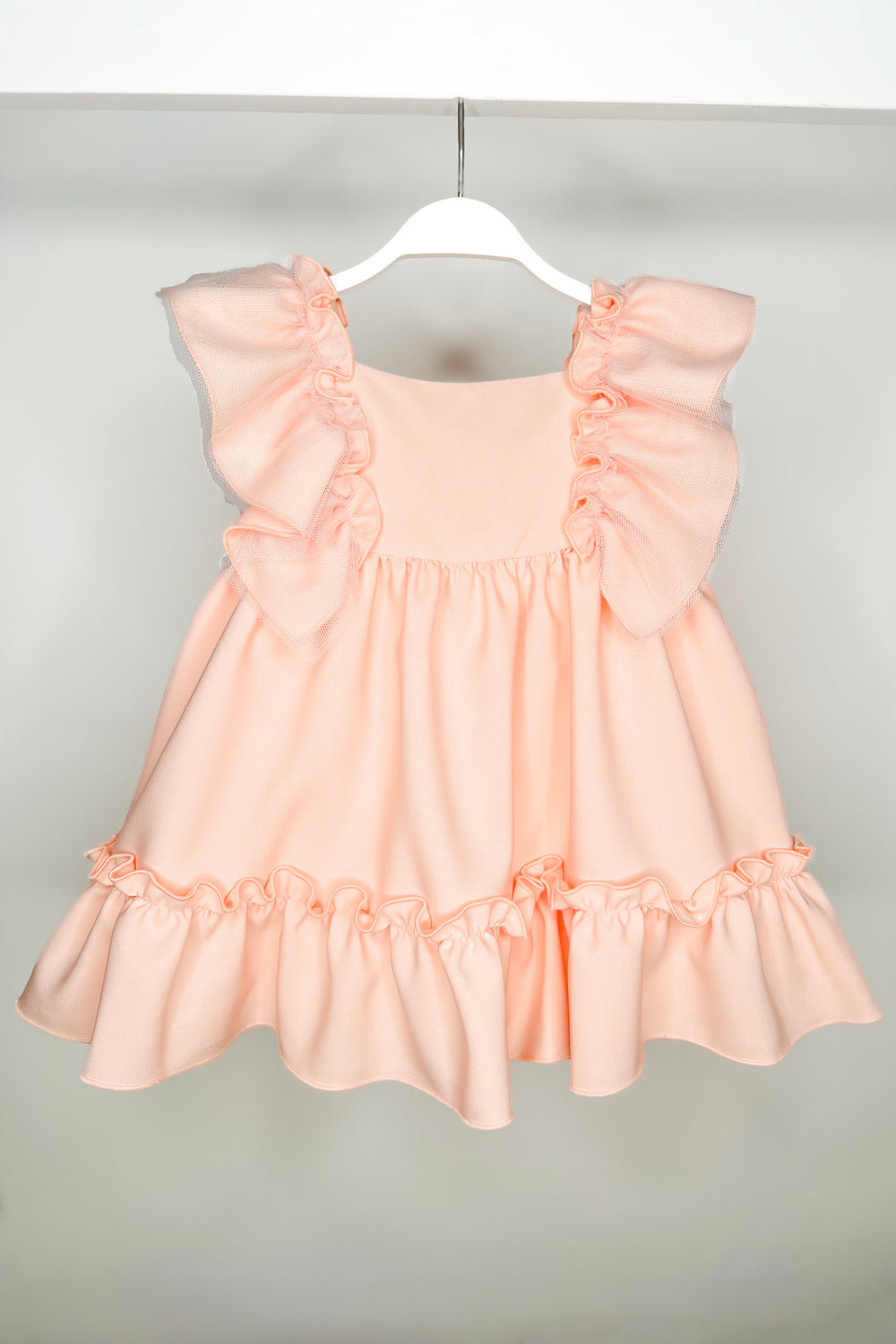 Eve Children "Portia" Peach Scuba Tulle Dress | Millie and John