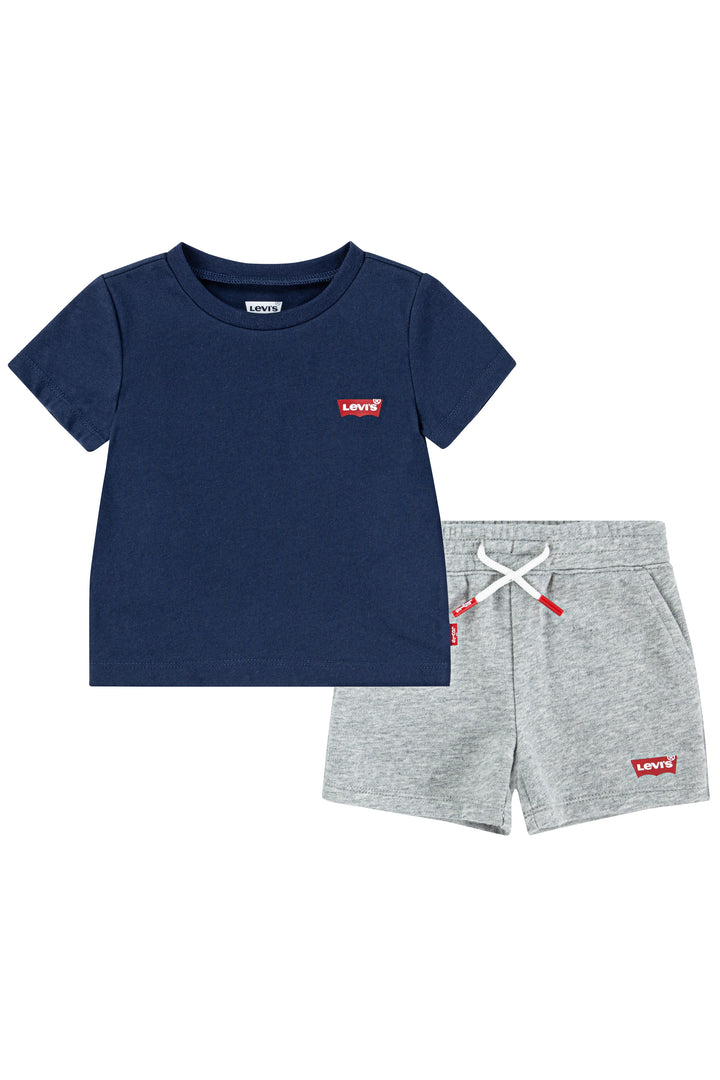 Navy Signature T-Shirt & Grey Jogger Shorts