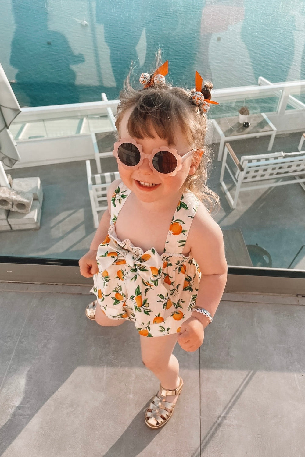 Phi "Clementine" Orange Print Bow Shortie | Millie and John