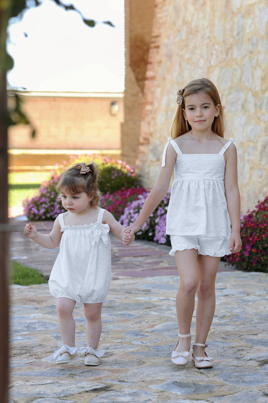 "Evelyn" White Broderie Anglaise Top &amp; Shorts