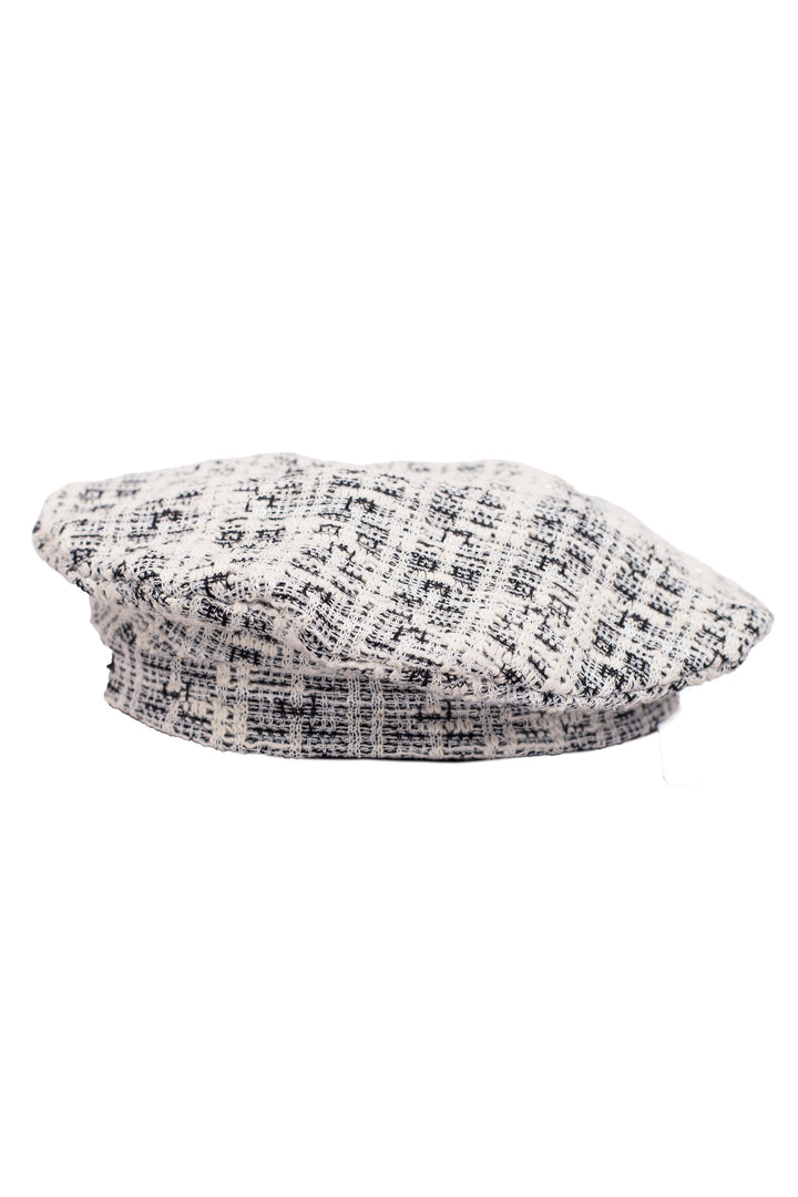 Black & White Shimmer Tweed Beret