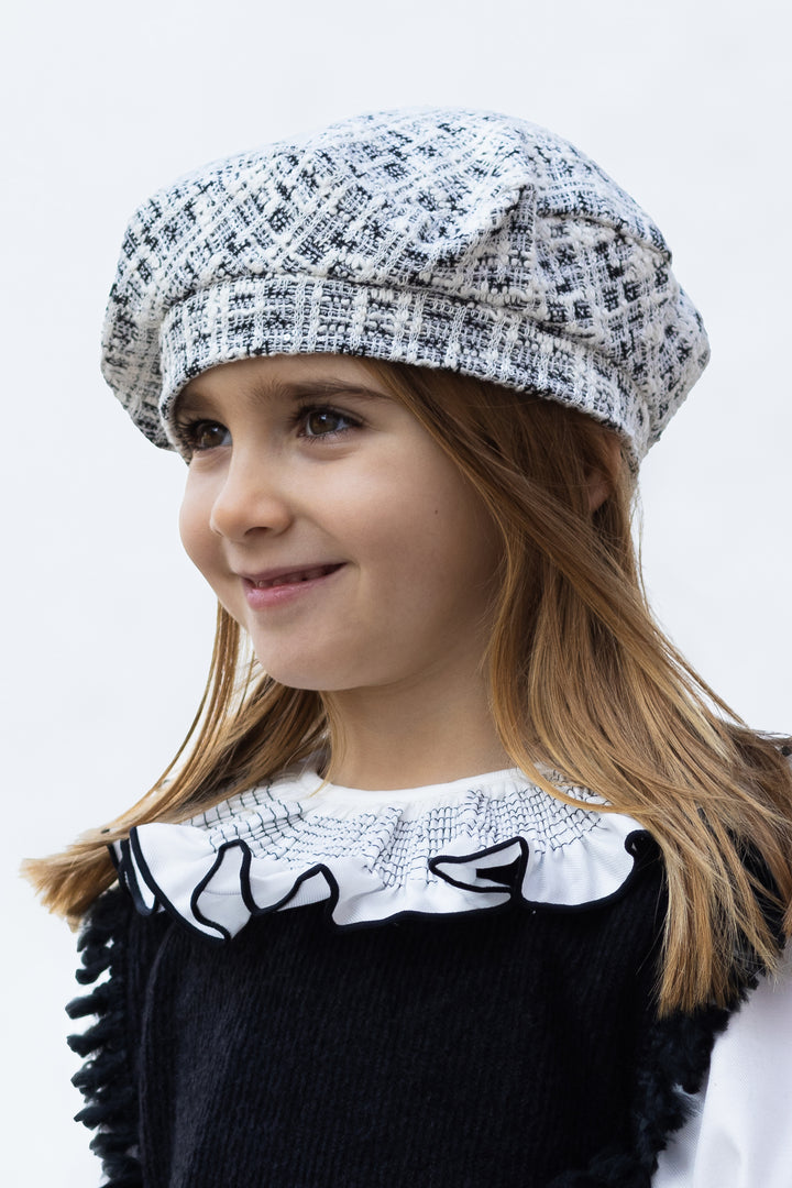 Black & White Shimmer Tweed Beret
