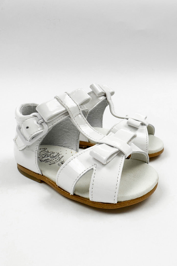 León Shoes X M&J "Gabriela" White Patent Leather Sandals (UK 2-8.5) | Millie and John