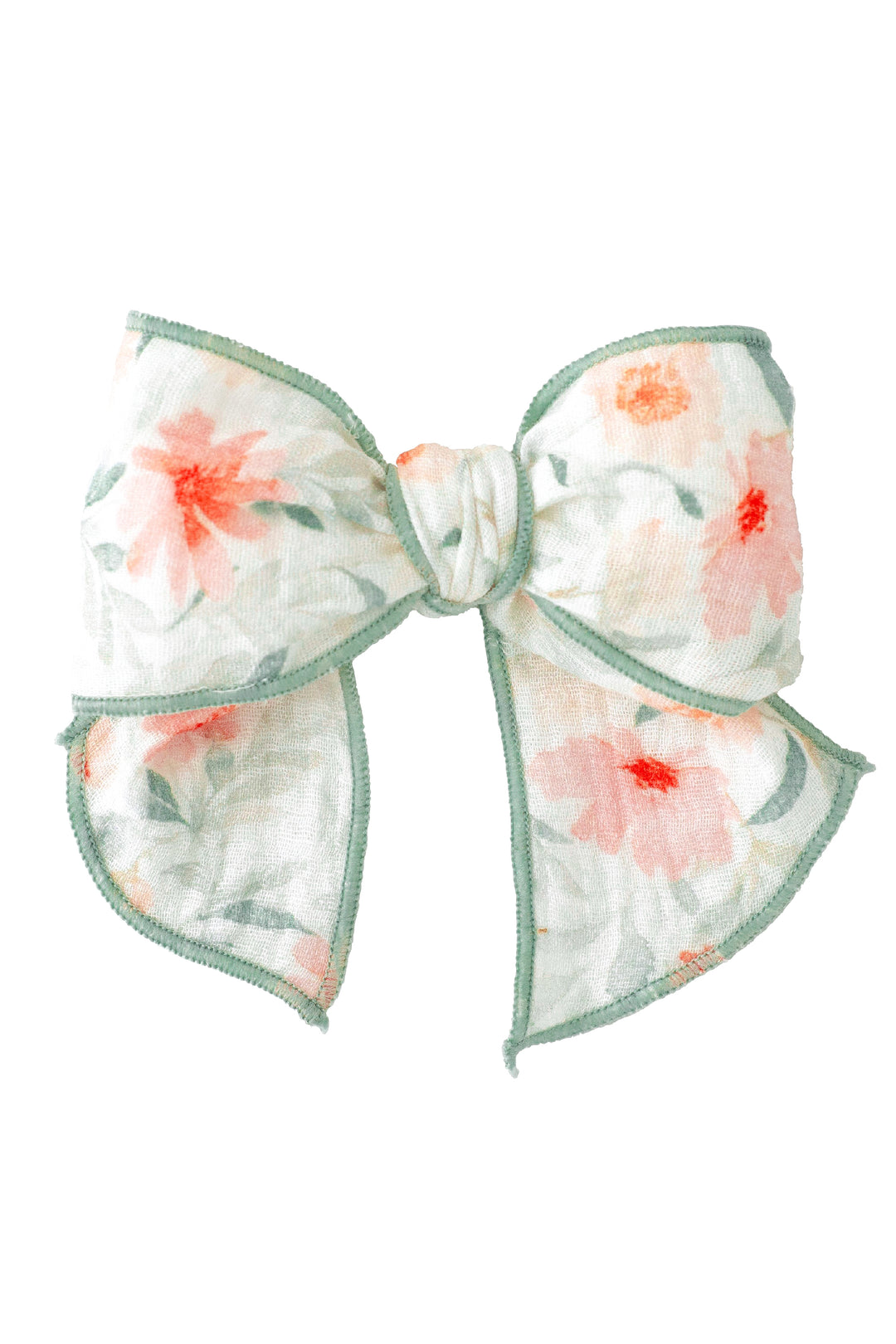 Sage Green Watercolour Floral Hair Bow