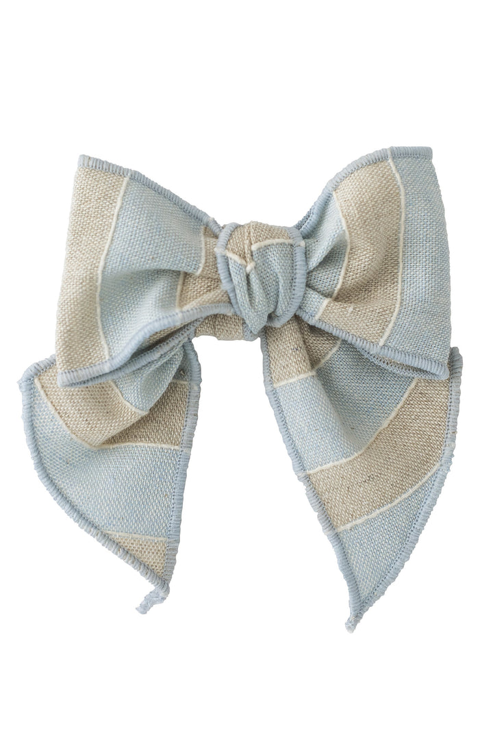 Powder Blue & Stone Striped Hair Bow