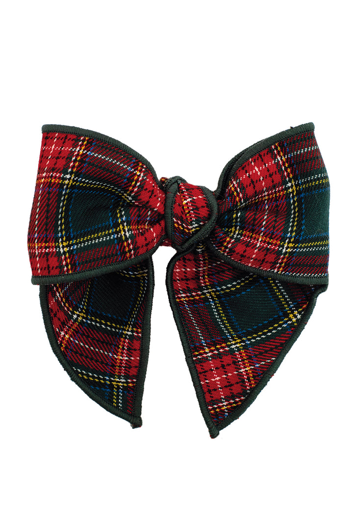 Red & Bottle Green Tartan Hair Bow