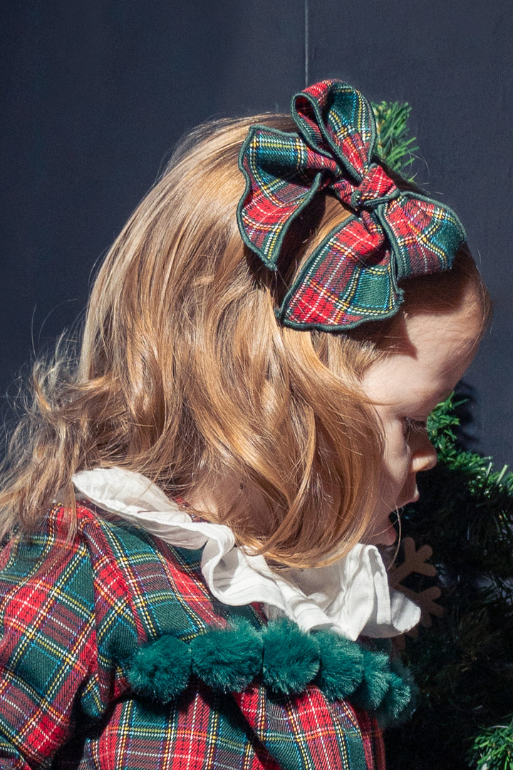 Red & Bottle Green Tartan Hair Bow