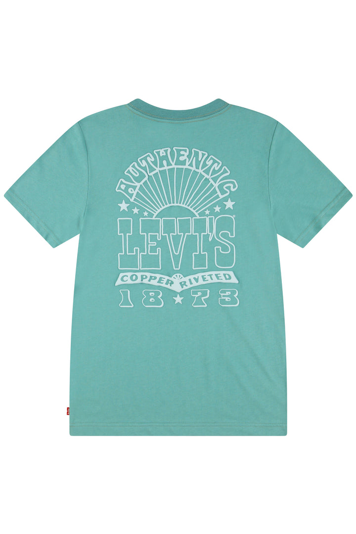 Teal Retro Back Print T-Shirt