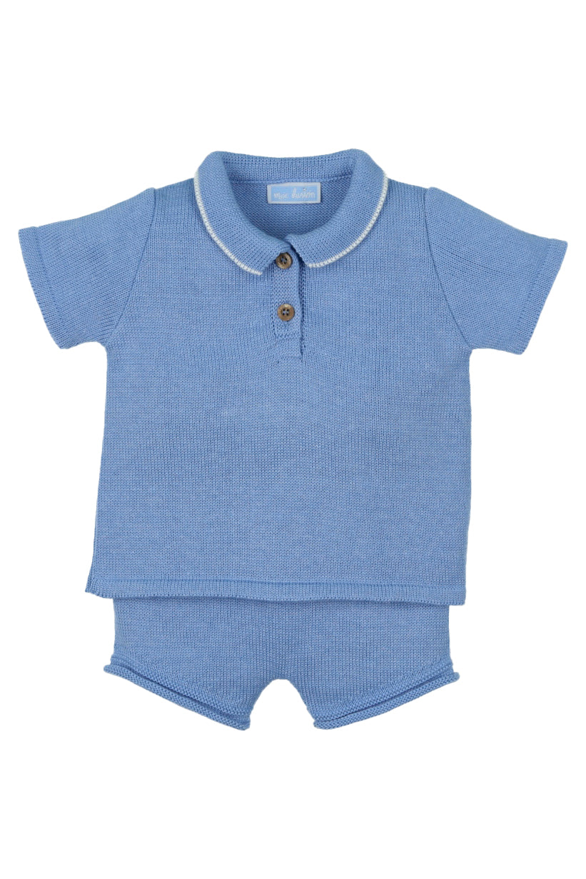Mac Ilusión "Franklin" Dusky Blue Knit Polo Shirt & Shorts | Millie and John