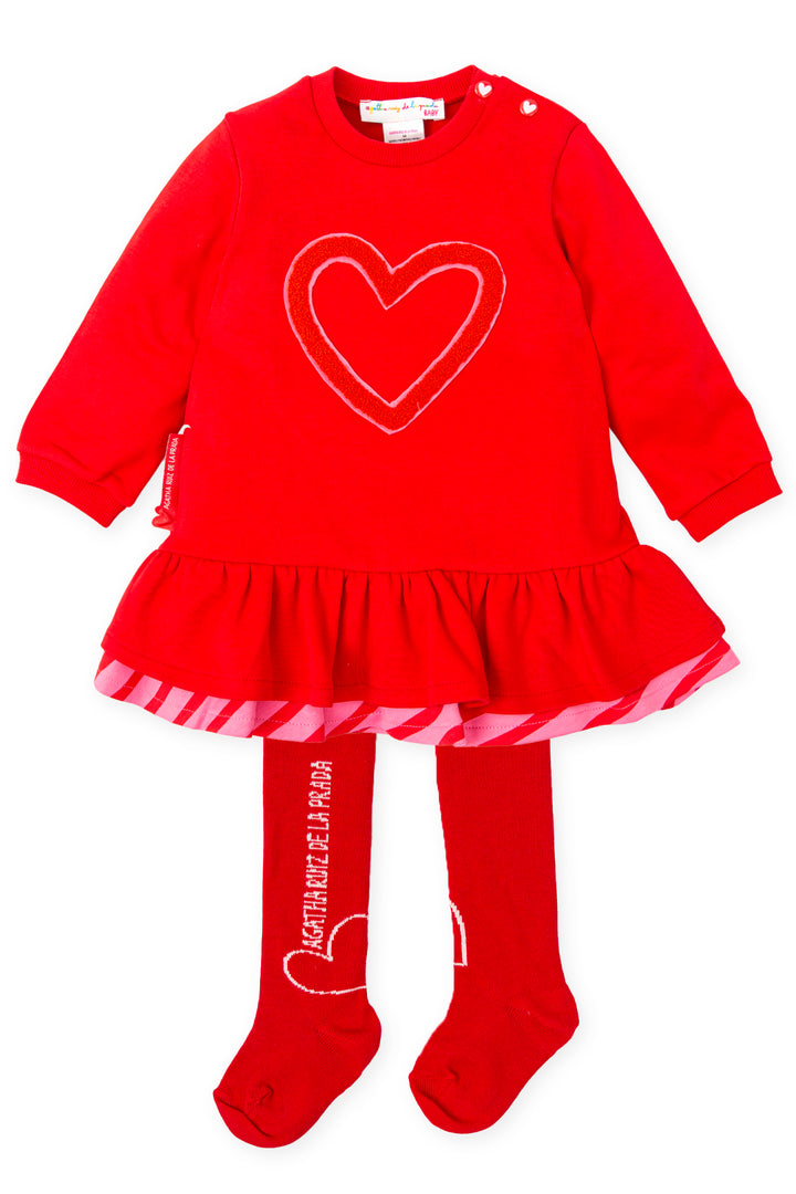 "Ruby" Red Heart Dress & Tights