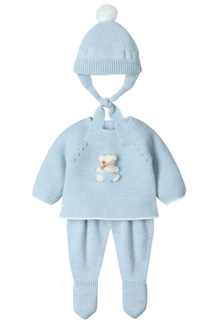 "Briar" Cloud Blue Knit Teddy Top, Leggings & Hat