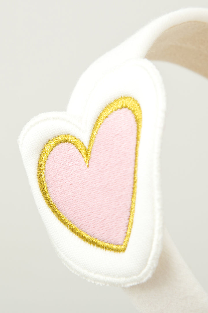 White & Pink Heart Headband