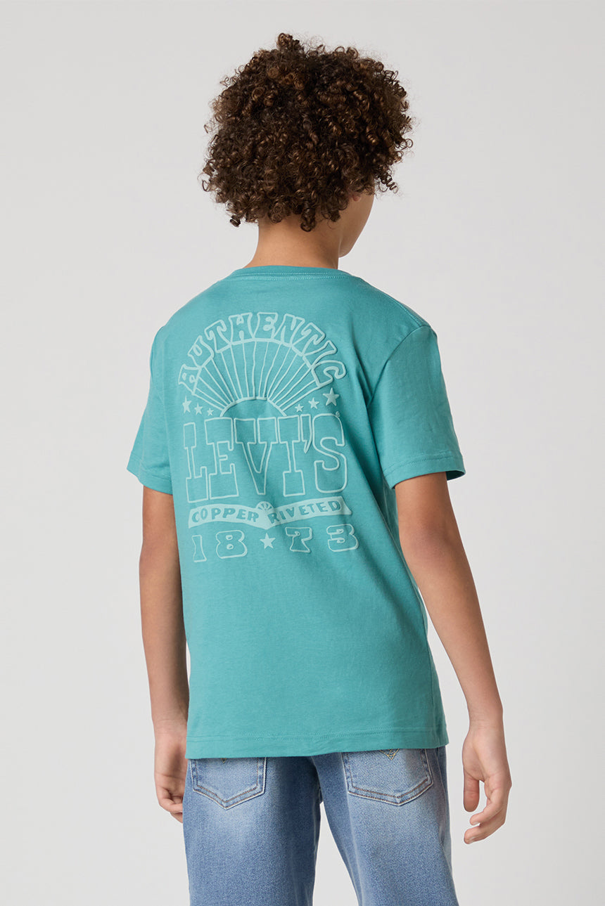 Teal Retro Back Print T-Shirt