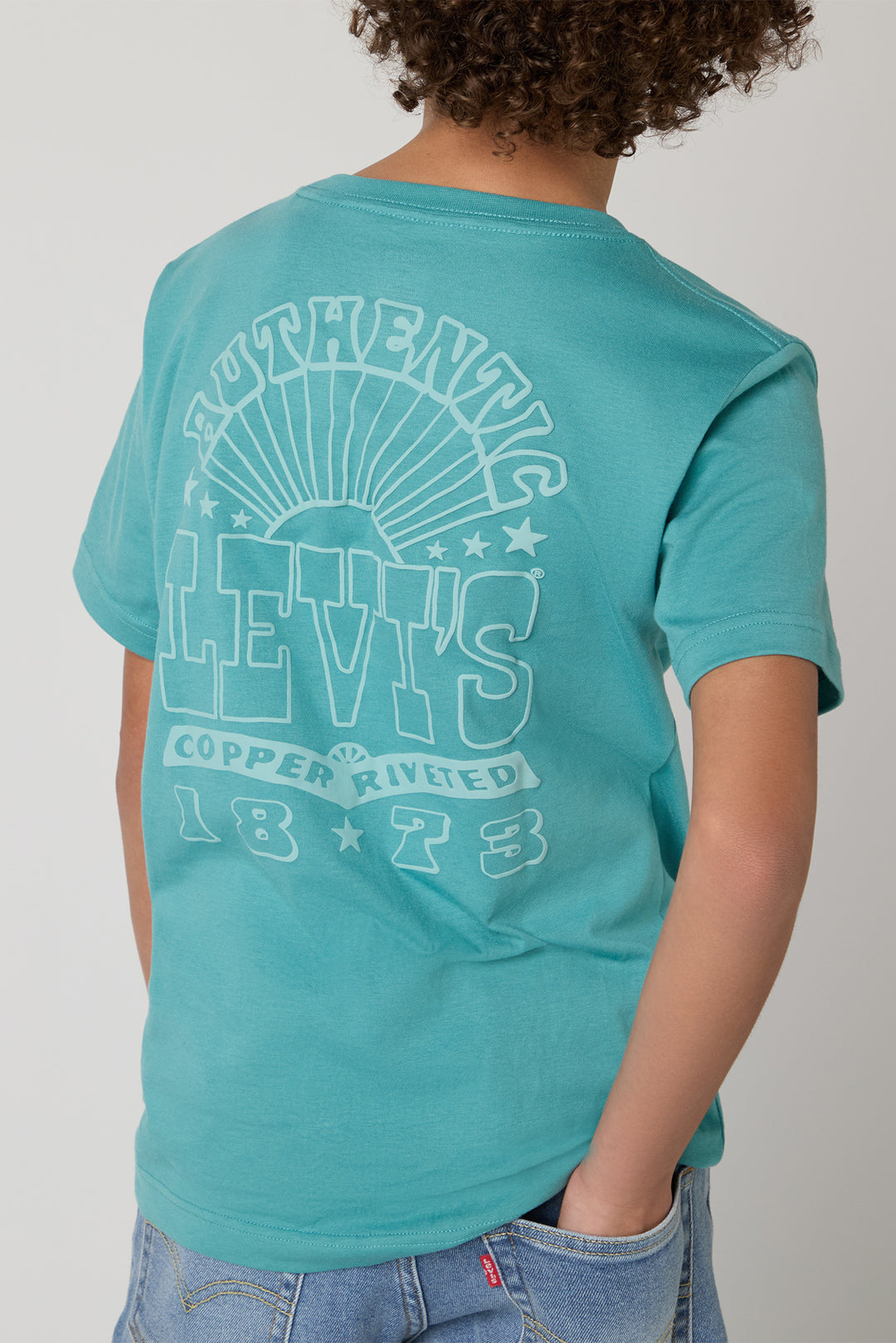 Teal Retro Back Print T-Shirt
