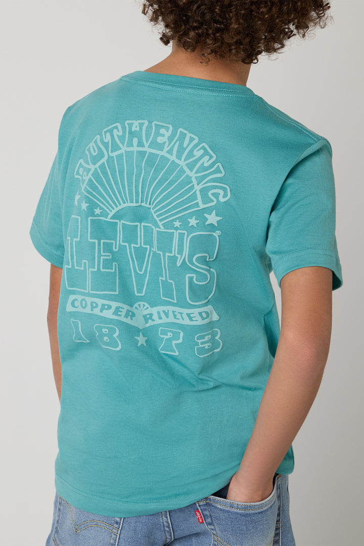 Teal Retro Back Print T-Shirt