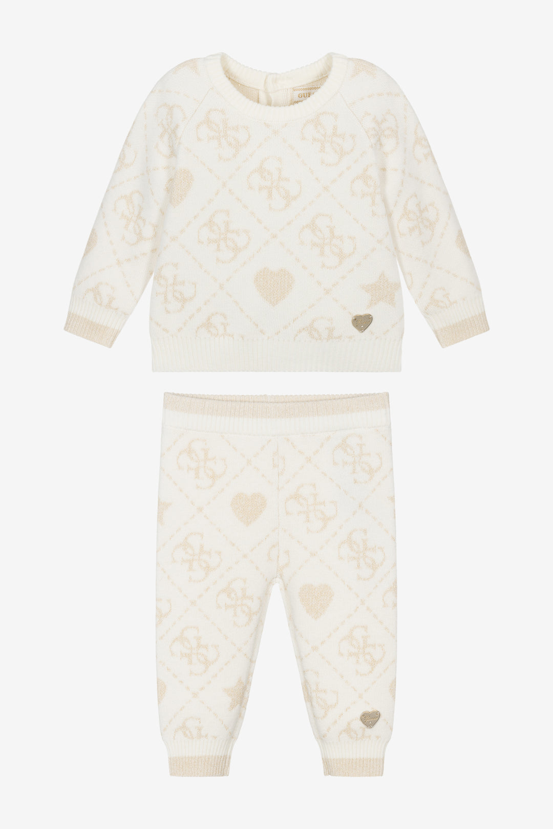 "Aspen" Ivory & Gold Monogram Knitted Trouser Set