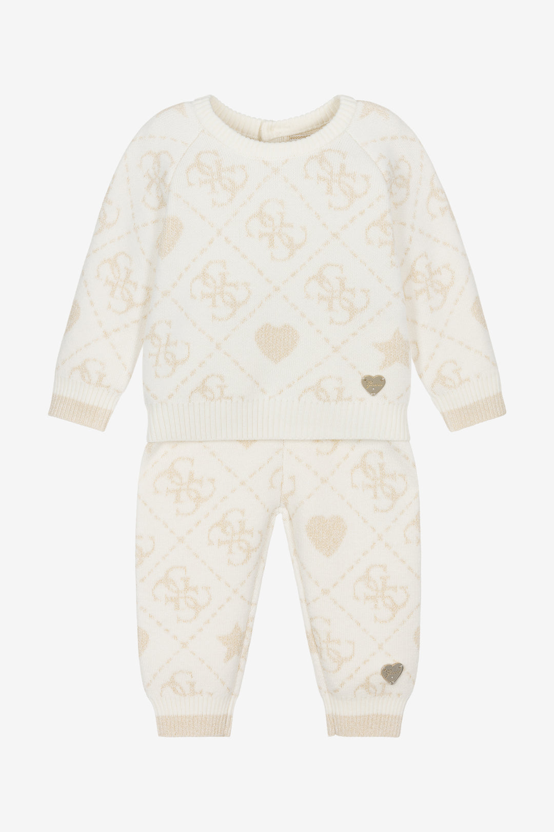 "Aspen" Ivory & Gold Monogram Knitted Trouser Set