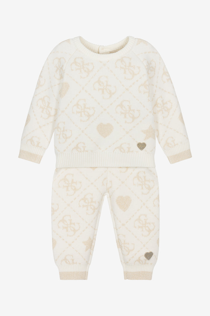 "Aspen" Ivory & Gold Monogram Knitted Trouser Set