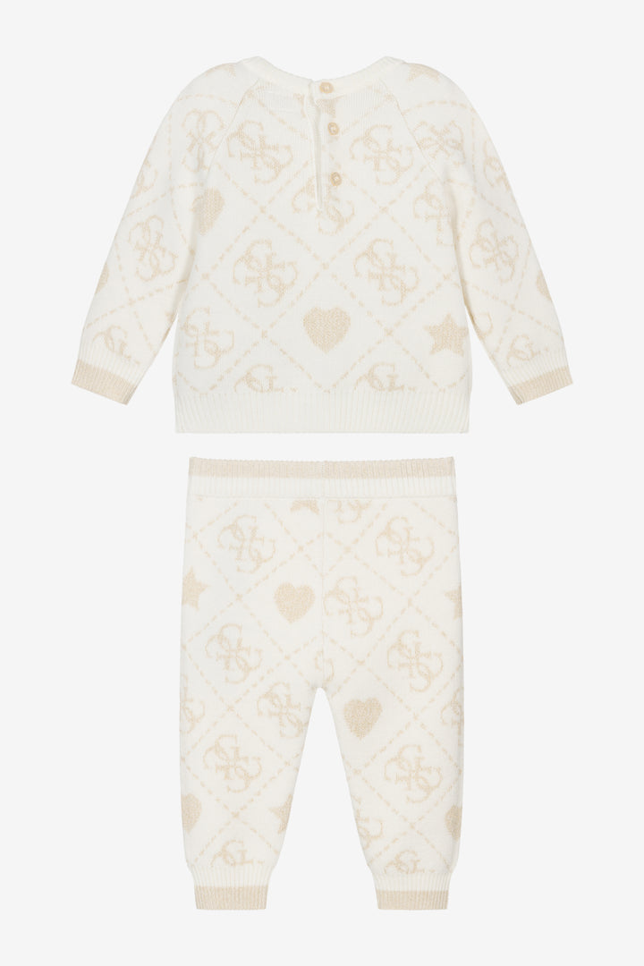 "Aspen" Ivory & Gold Monogram Knitted Trouser Set