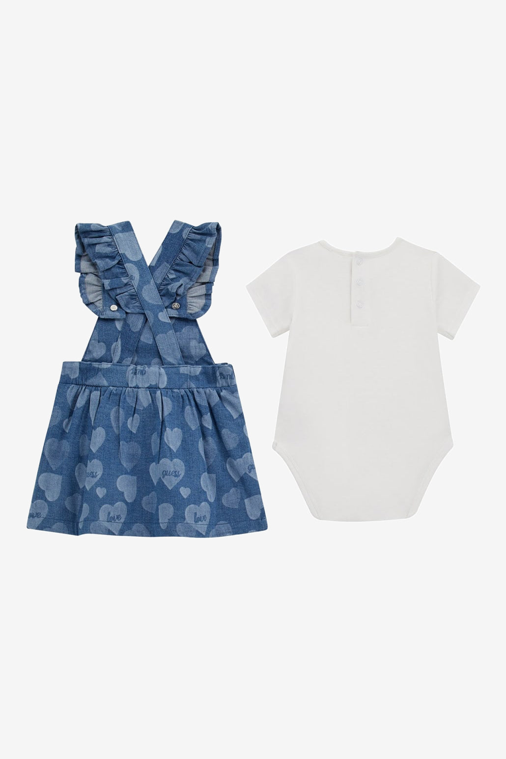 "Bonnie" Denim Heart Pinafore Dress Set