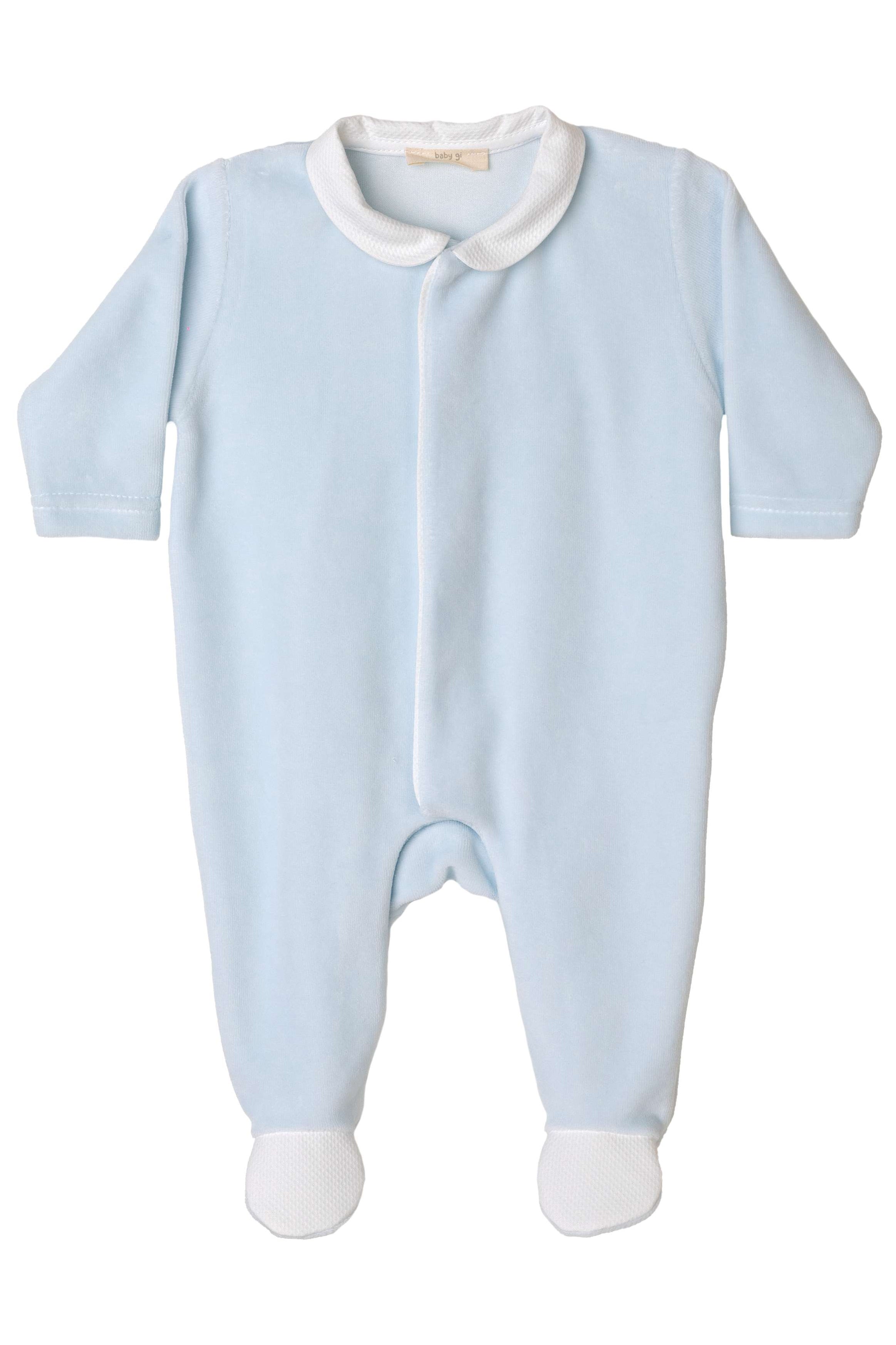 Baby Gi | Velour Angel Wing Rounded Collar Sleepsuit