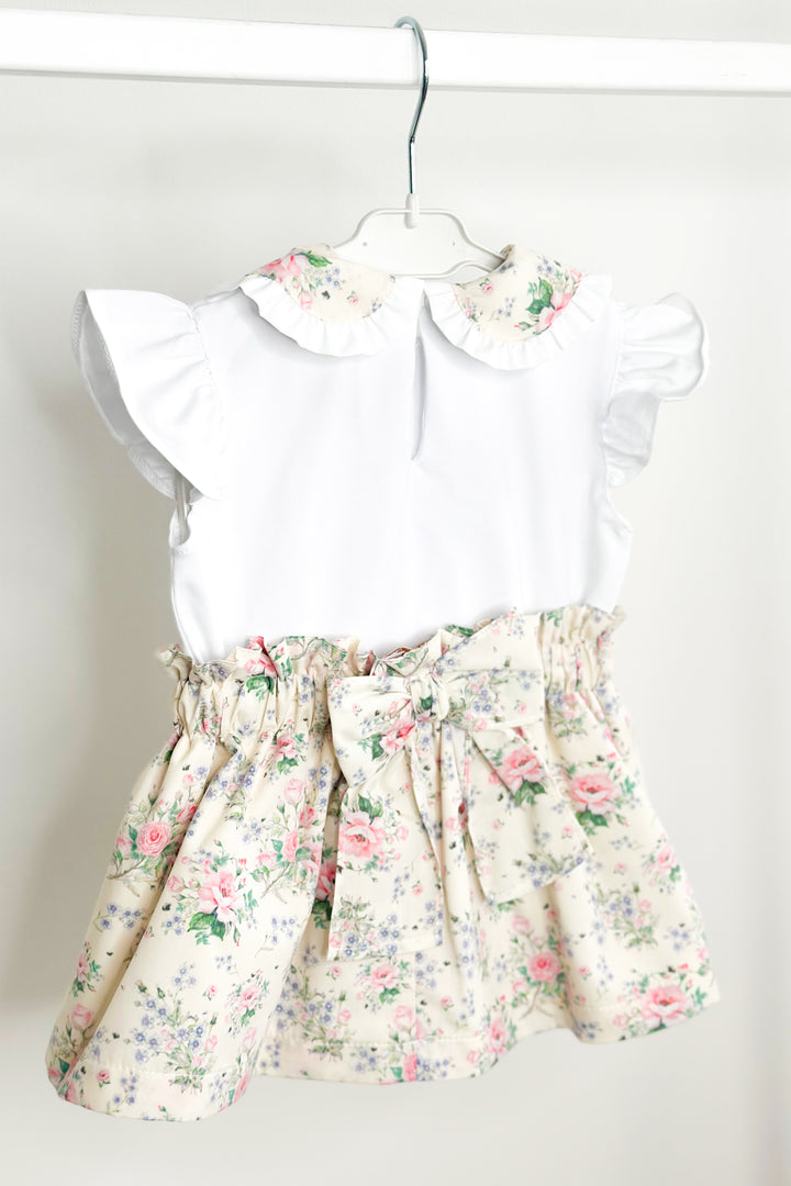 Puro Mimo "Adelyn" Pale Lemon & Pink Vintage Floral Top & Skirt | Millie and John