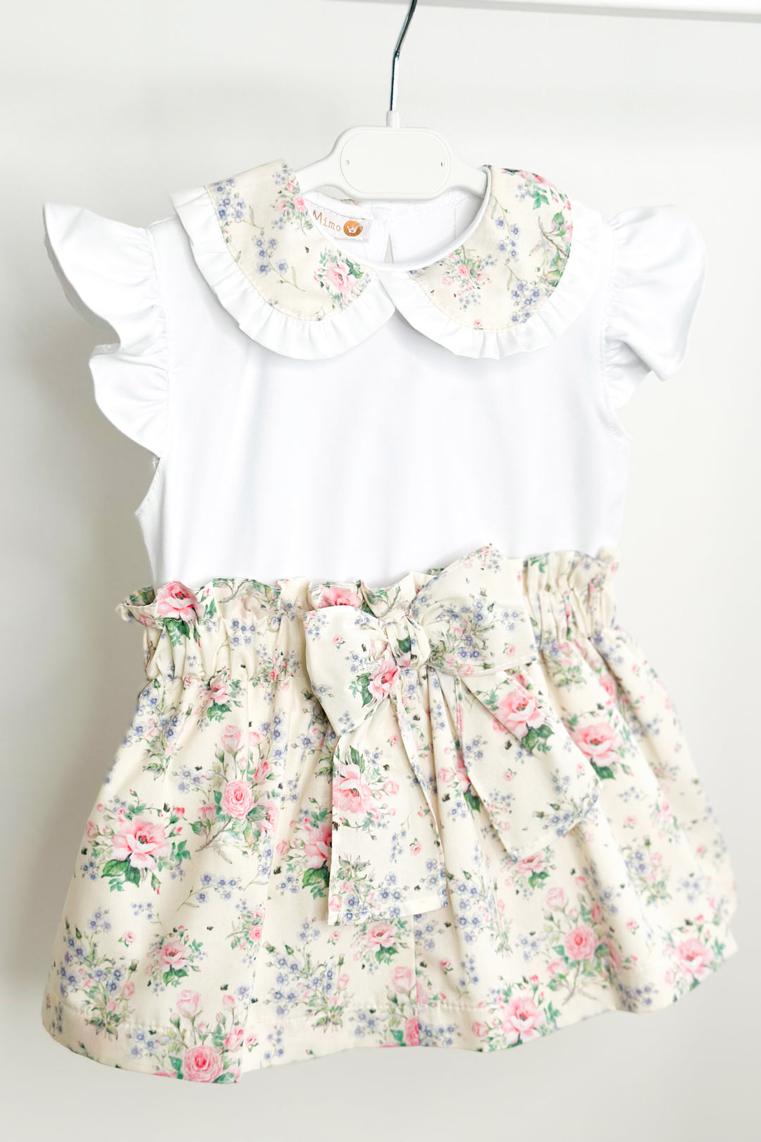 Puro Mimo "Adelyn" Pale Lemon & Pink Vintage Floral Top & Skirt | Millie and John