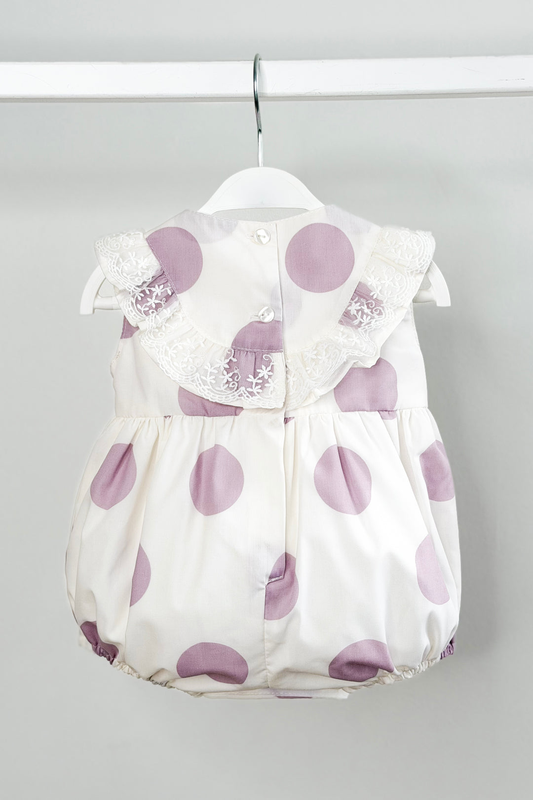"Camille" Lilac Polka Dot Romper
