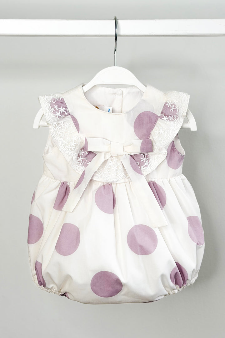 "Camille" Lilac Polka Dot Romper