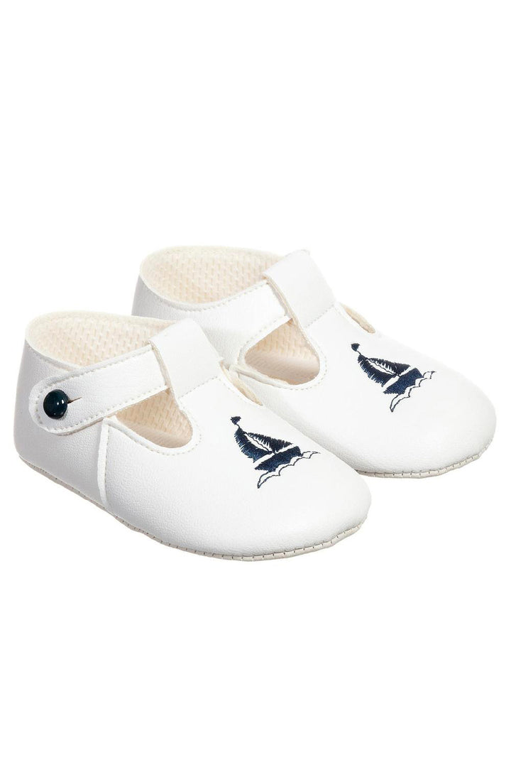 Navy Blue Sailboat Soft Sole Shoes