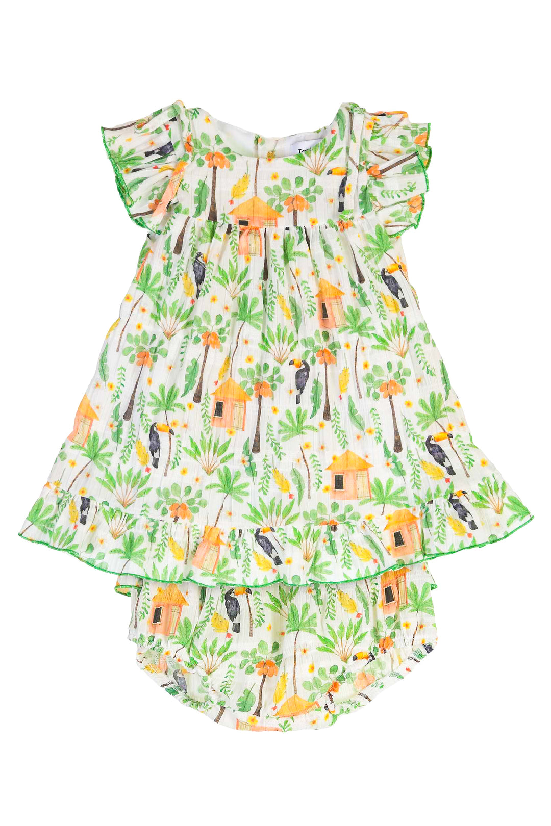 Tartaleta "Brielle" Green Jungle Print Dress & Bloomers | Millie and John