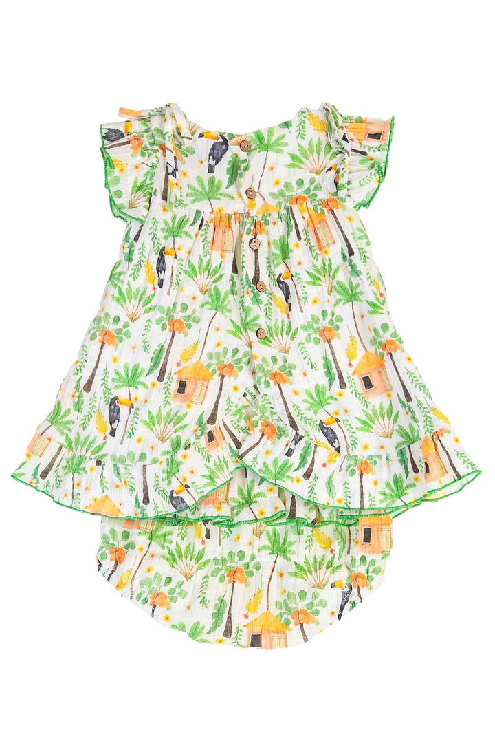 Tartaleta "Brielle" Green Jungle Print Dress & Bloomers | Millie and John