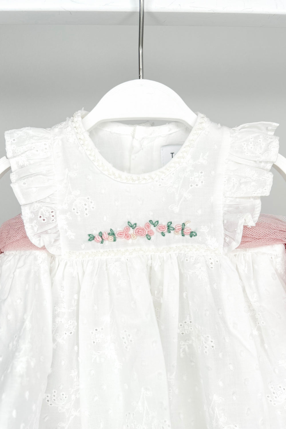 Tartaleta "Aubrielle" Ivory Floral Embroidered Tulle Bow Dress Set | Millie and John
