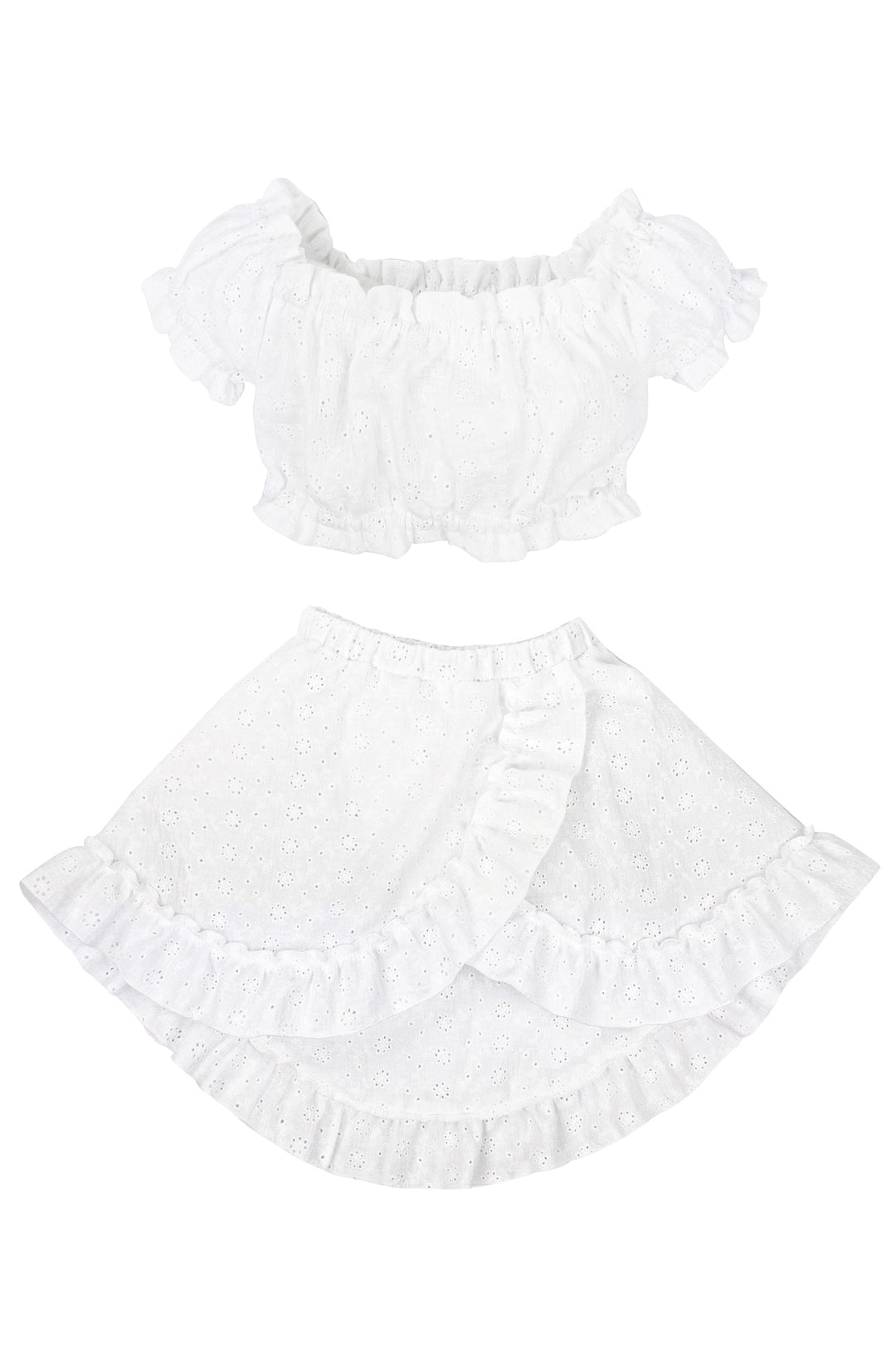 Jamiks "Brylee" White Broderie Anglaise Blouse & Skirt | Millie and John