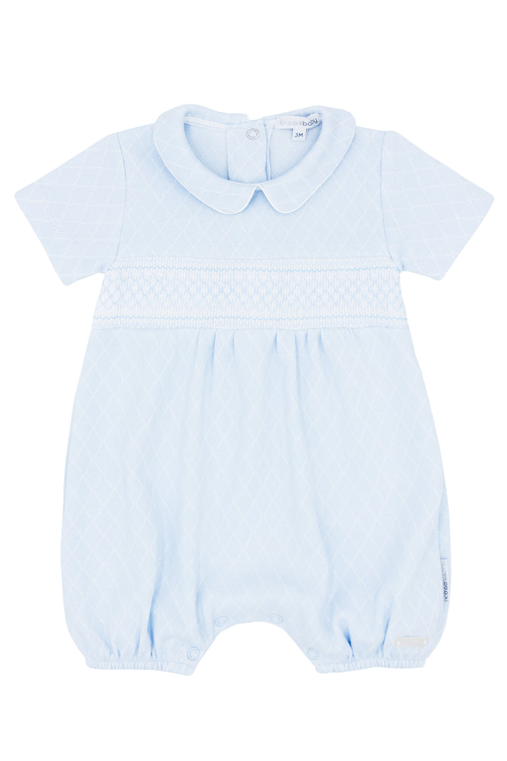Blues Baby PREORDER "Luca" Blue Smocked Romper | Millie and John