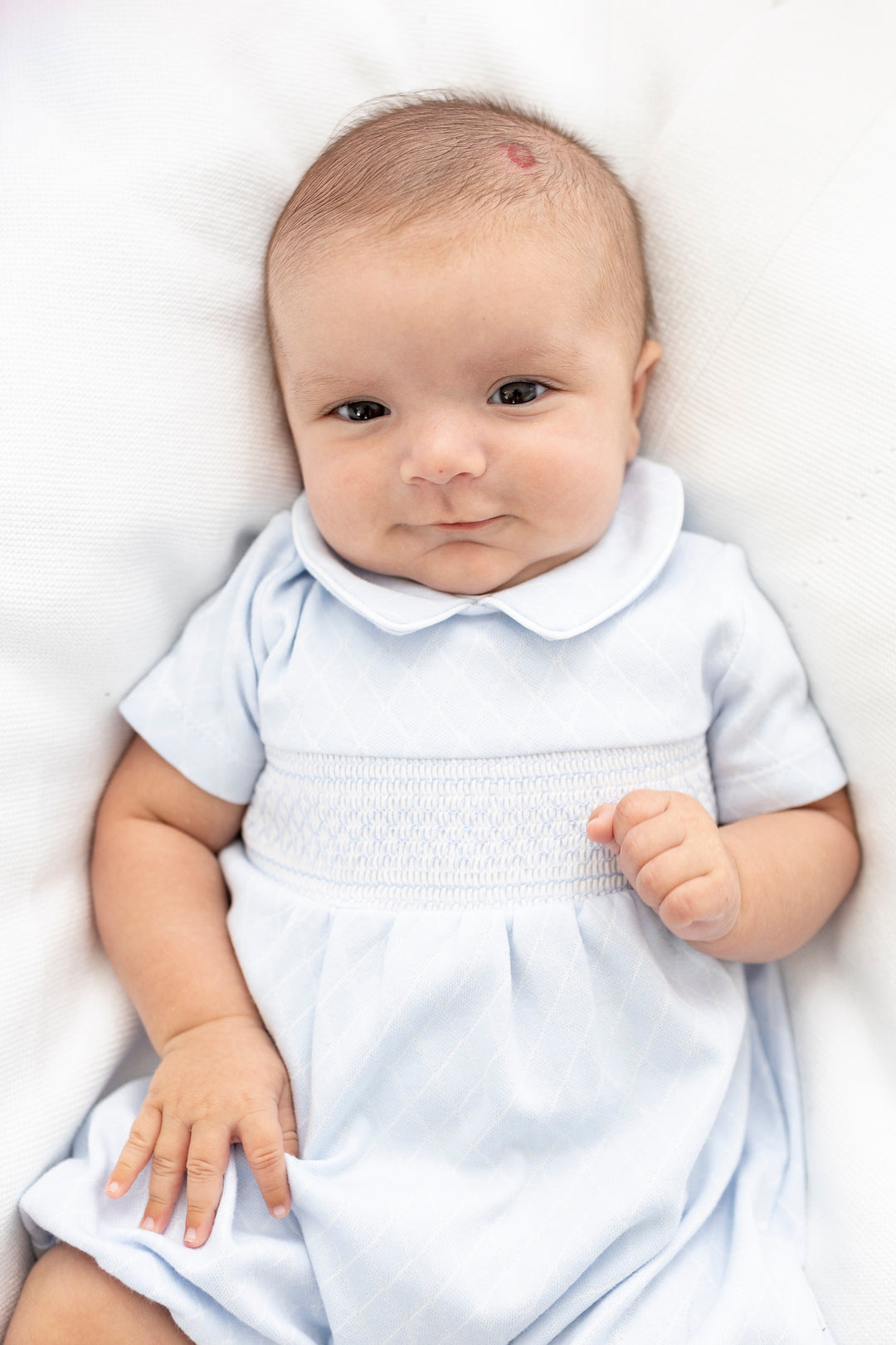 Blues Baby PREORDER "Luca" Blue Smocked Romper | Millie and John
