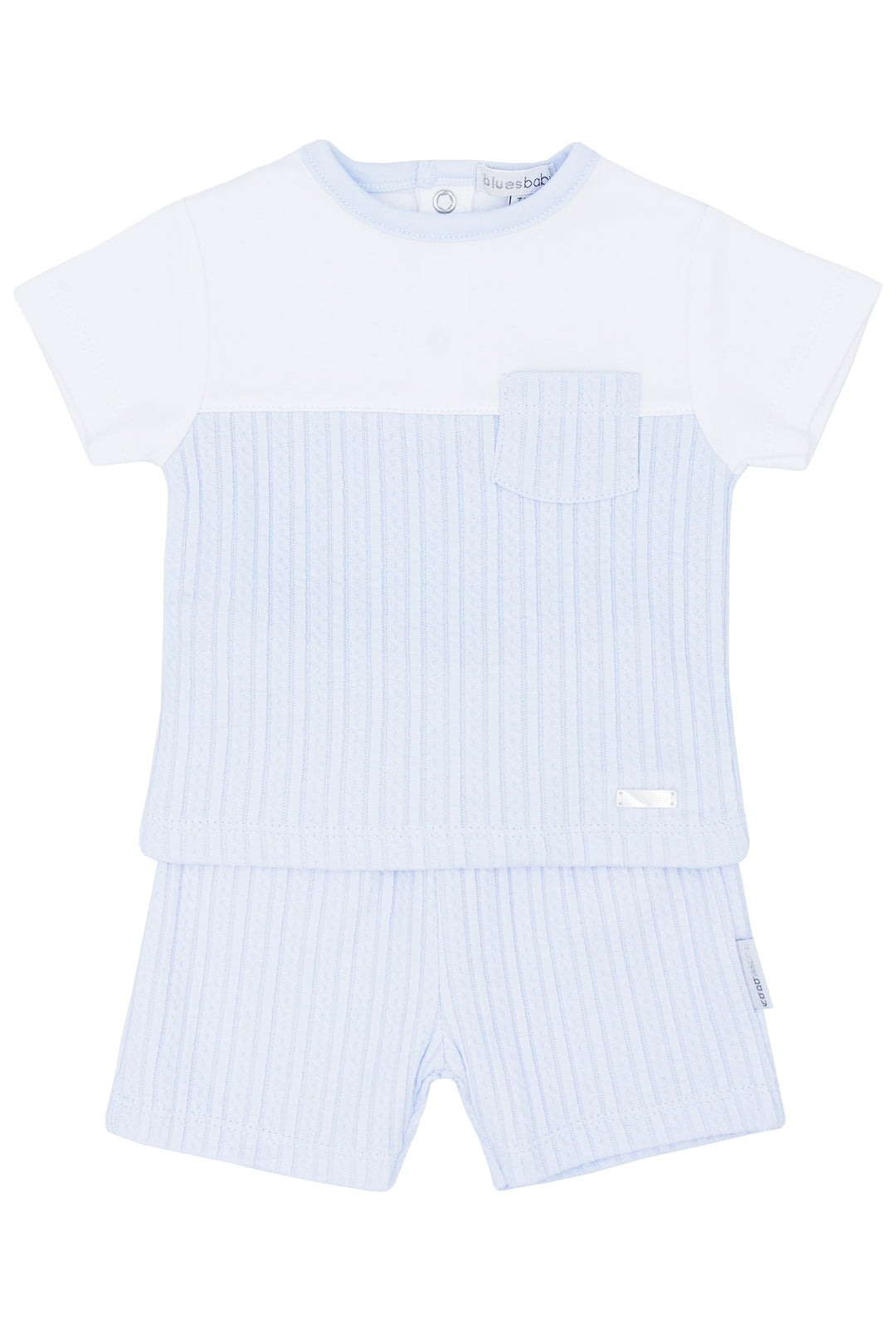 Blues Baby PREORDER "Calvin" Baby Blue Cable Knit T-Shirt & Shorts | Millie and John