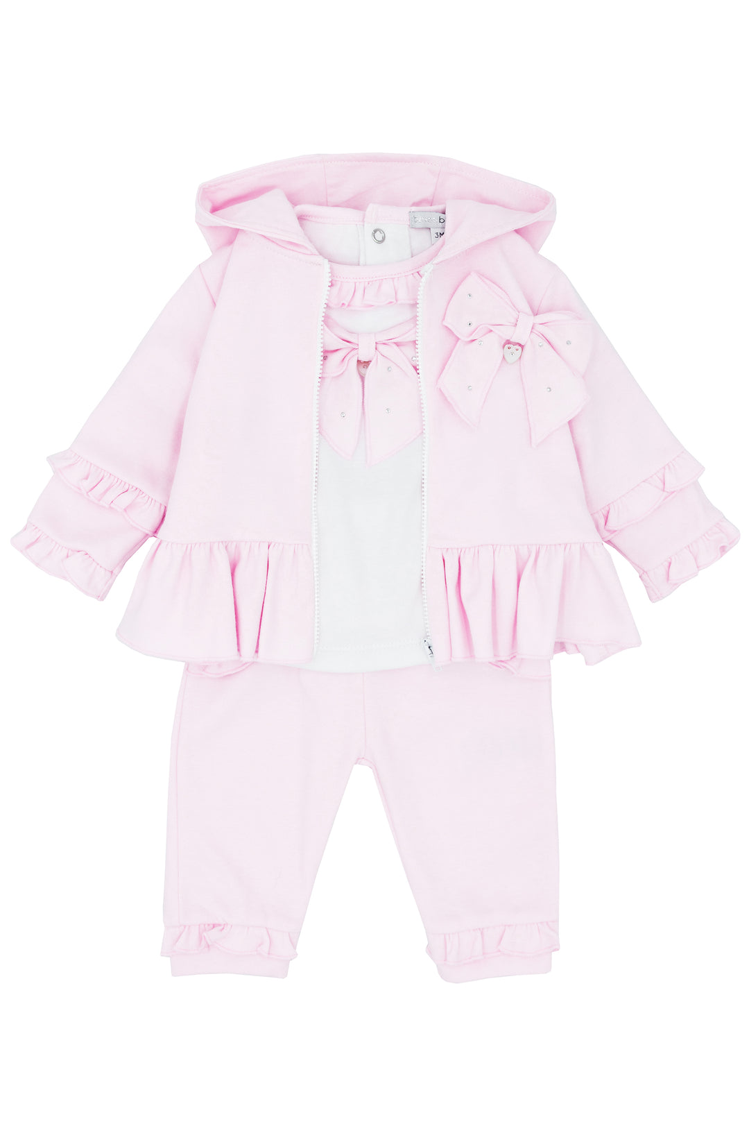Blues Baby PREORDER "Maia" Pink Bow Jacket, Blouse & Trousers | Millie and John