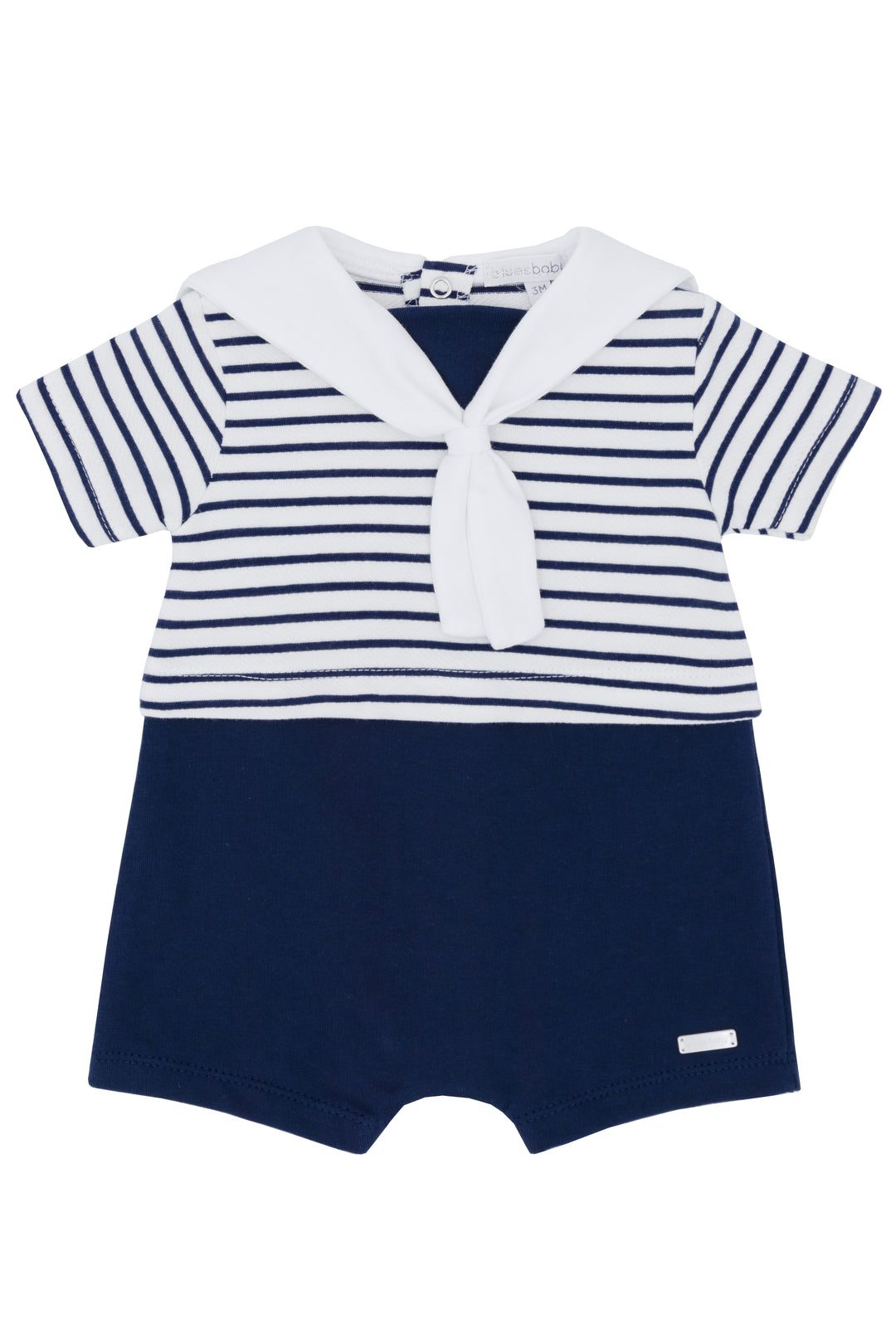 Blues Baby PREORDER "Caspian" Navy Striped Sailor Romper | Millie and John
