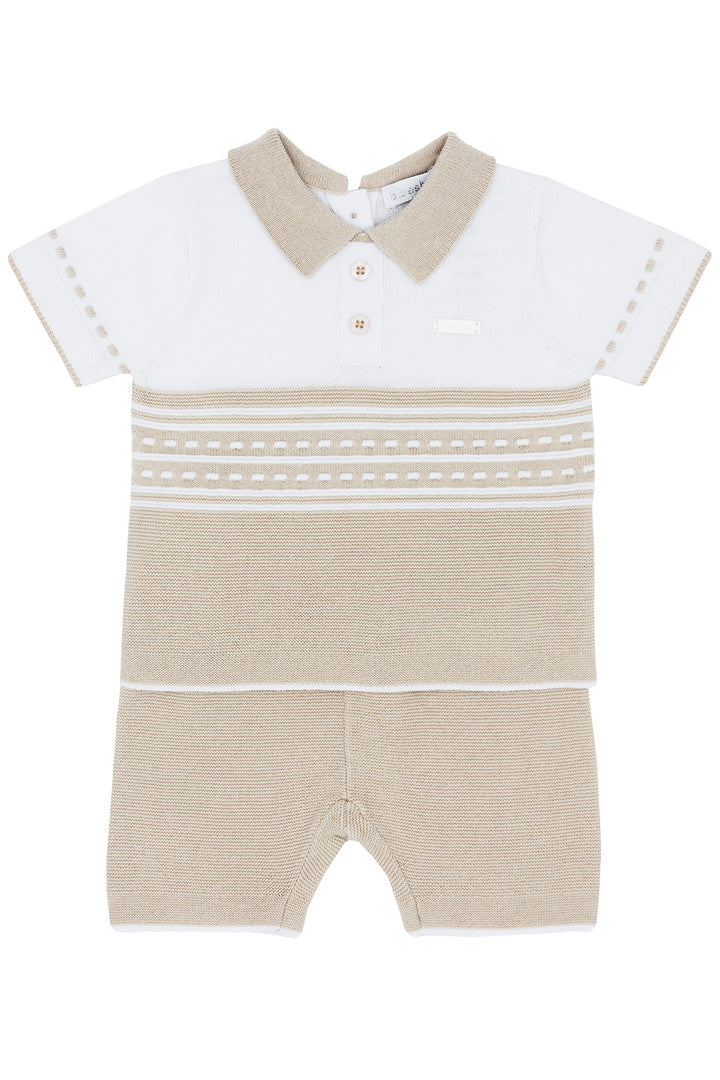Blues Baby "Archie" Beige Knit Polo Shirt & Shorts | Millie and John