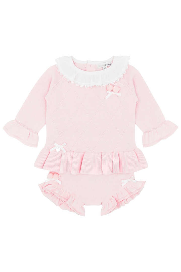 "Melody" Baby Pink Knit Top & Bloomers