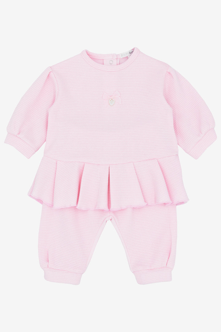 "Hallie" Pink Waffle Top & Trousers