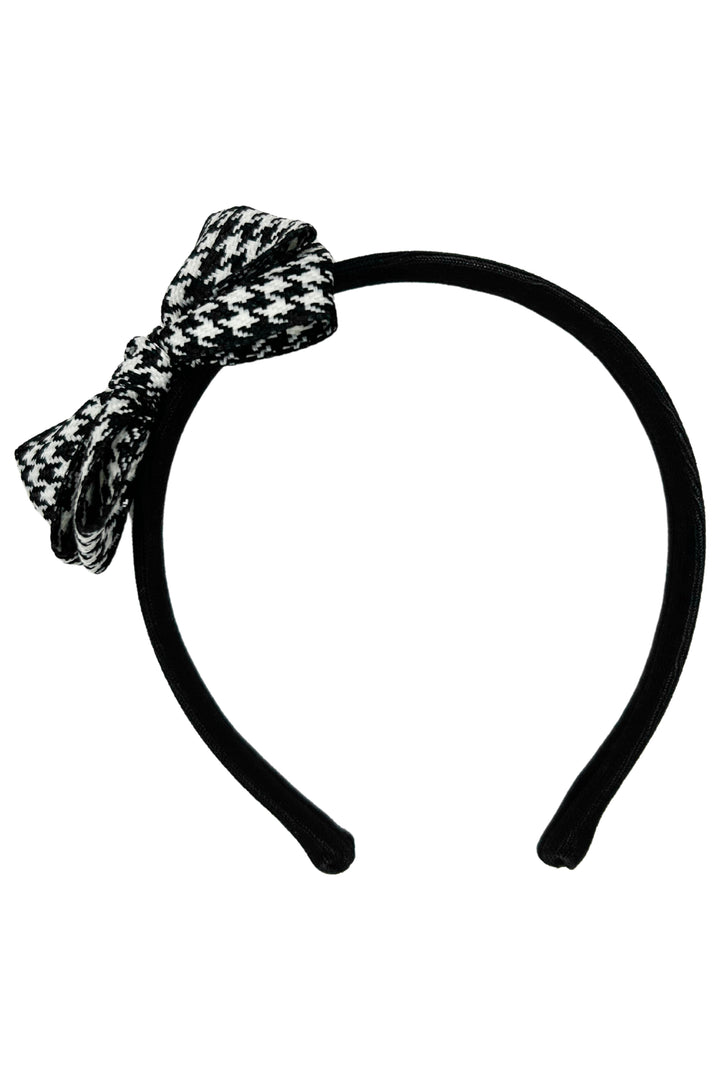 Black Houndstooth Bow Headband