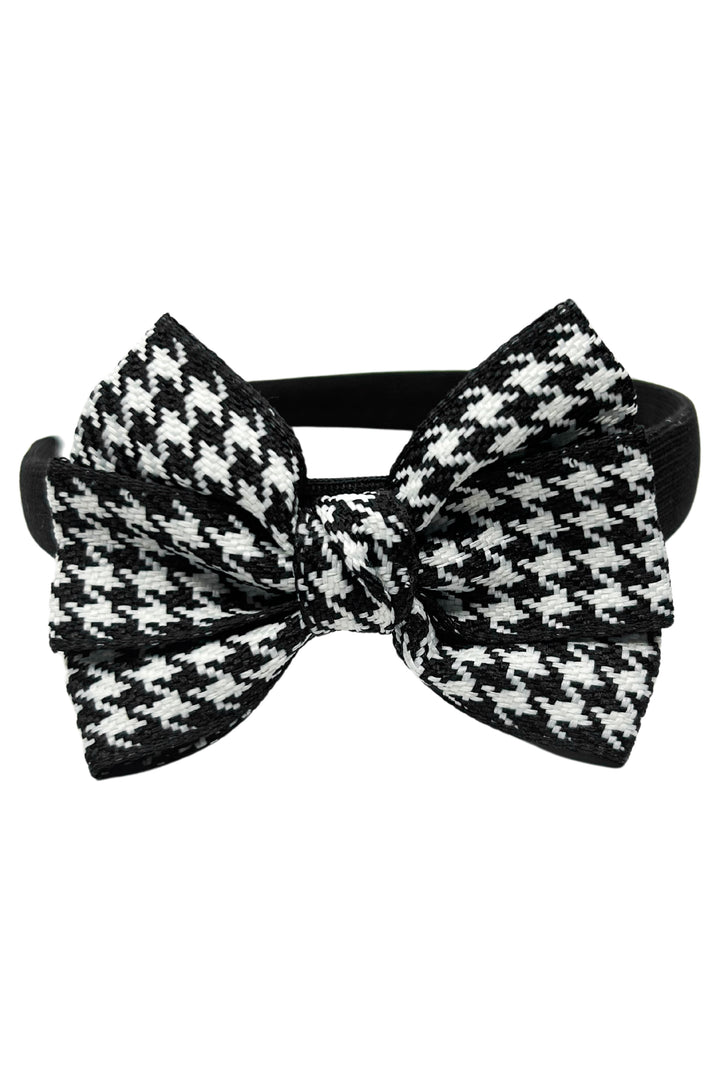 Black Houndstooth Bow Headband