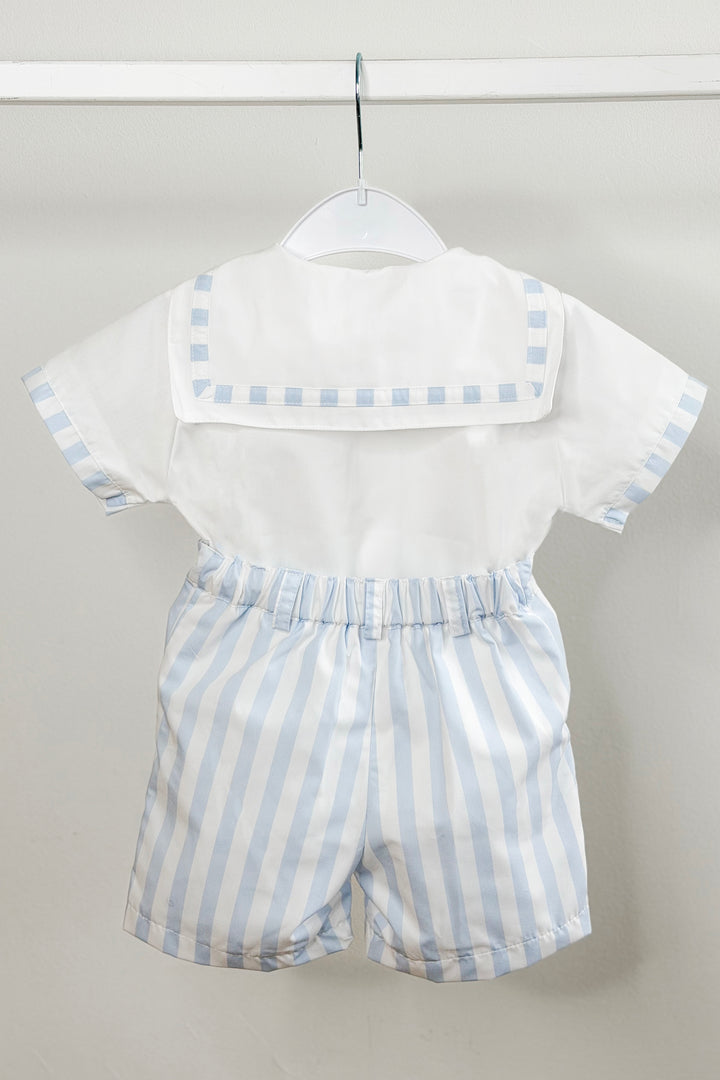 "Harrison" Blue Striped Sailor Shirt & Shorts