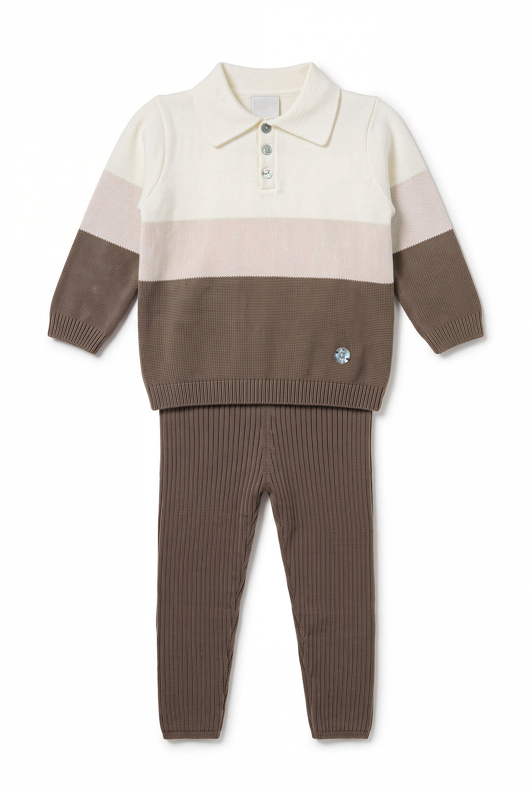 "Louis" Chocolate Brown Knitted Polo Shirt &amp; Leggings